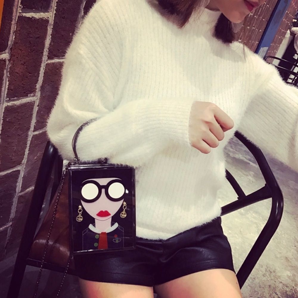 Fashion acrylic rectangular crossbody hand bag